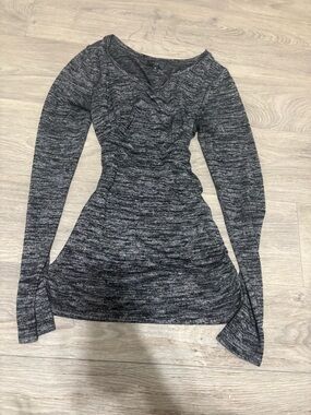 The Limited Heather Charcoal Long-Sleeve Ruched Knit Dress